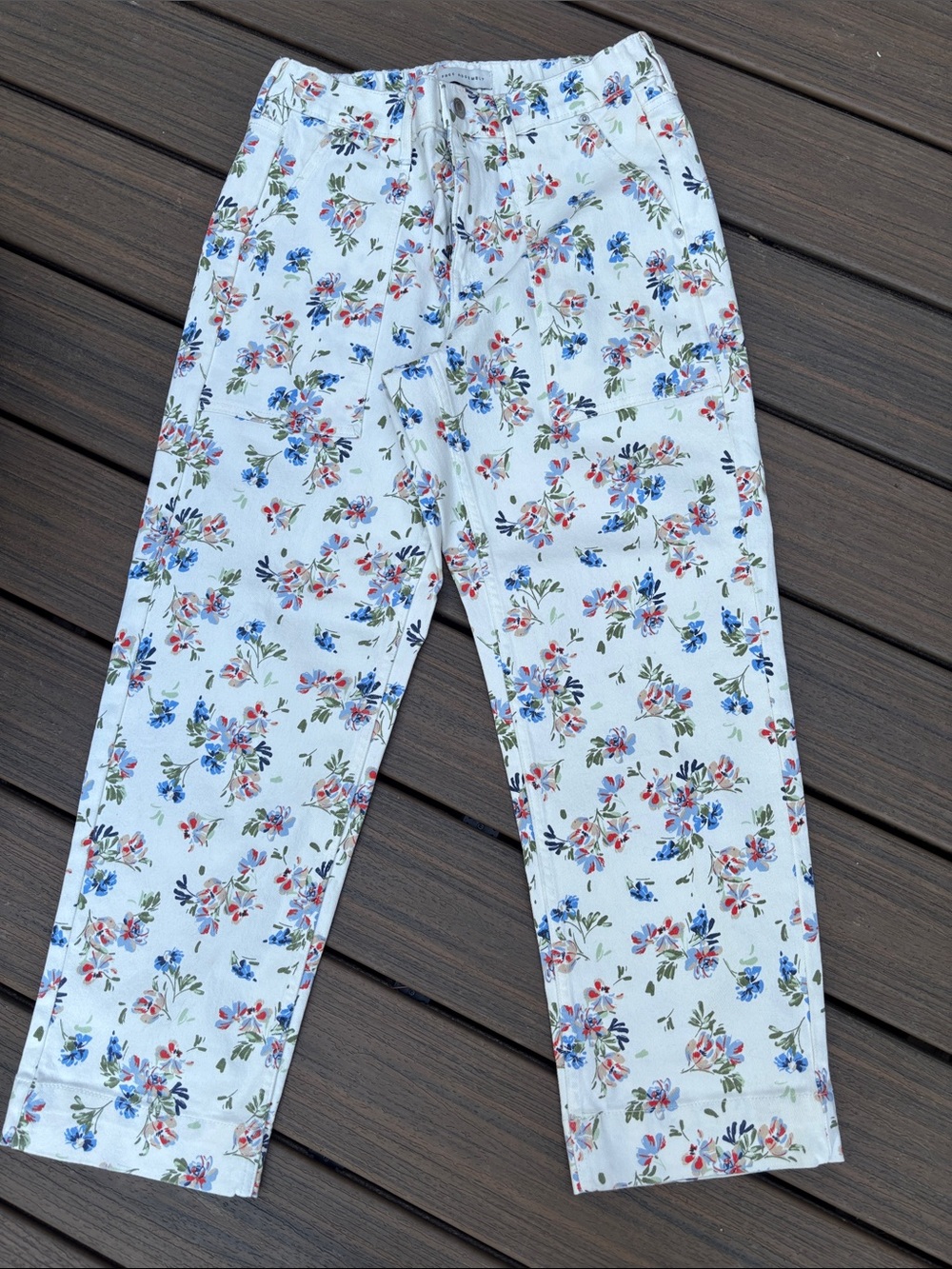 Women’s White Floral Print Jeans - Lightweight Spring Style